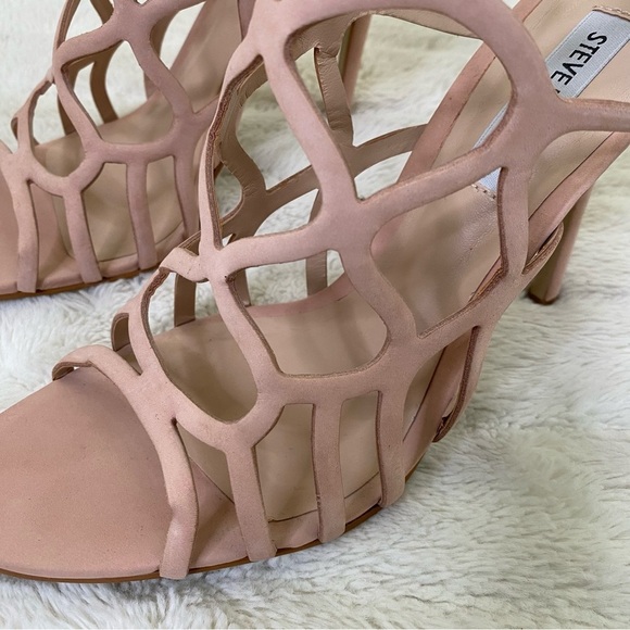 Steve Madden Neutral Beige Cutout Cage Strappy Heels Size 8.5 - Picture 5 of 14
